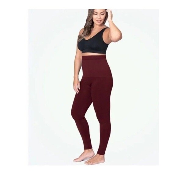 Empetua Shapermint Burgundy High Rise Shaping Slimming Leggings Sz XL New - Picture 1 of 9